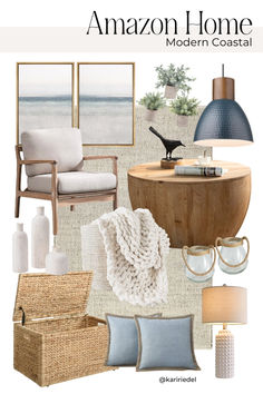 an interior design board with furniture and accessories