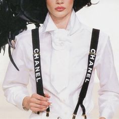 Chanel Suspenders Perfect Condition Jodie Kidd, Vintage Suspenders, 90s Model, Chanel Brand, Chanel Couture, Spring Couture, 1990s Fashion, French Fashion Designers, Chanel Spring