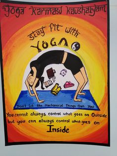 a painting with an image of a woman doing yoga