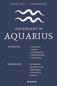 the front cover of an ascendant in aquarius book, with words above it