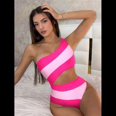 -Item Id 32956733 -Color: Pink -Pattern Type: Colorblock -Details: Cut Out -Bottom Type: Bikinis -Bra Type: Wireless Bra -Neckline: Asymmetrical Neck -Fabric: High Stretch -Sleeve Length: Sleeveless -Material: Fabric -Composition: 80% Polyamide, 20% Elastane -Care Instructions: Machine Wash, Do Not Dry Clean -Body: Lined -Chest Pad: Removable Padding -Sheer: No **Open To Offers!!!** **Bundle To Save More** **30% Off Bundles Of 2 Or More Items!!** ***Orders Go Out Within 5-10 Business Days!! Than Solid Color Swimsuit, Swim Summer, Swimming Suit, Beach Skirt, Clean Body, Swim Suits, Bra Types, Pink Pattern, Classy Chic