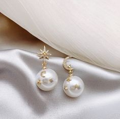 Beautiful Stars and Moon Pearl Earrings · KoKo Fashion · Online Store Powered by Storenvy Star Pearl, Moon Star, Earrings Collection, Stars And Moon, Cute Jewelry, Pearl Jewelry, Beautiful Jewelry, Piercings, Women's Earrings