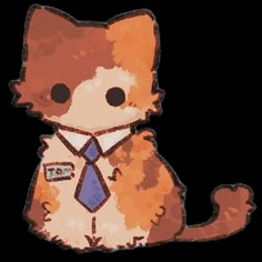 a drawing of a cat wearing a shirt and tie with his paw on the chest