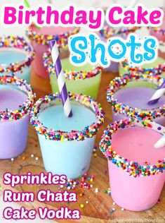 birthday cake shots with sprinkles, rumcha and cake vodka