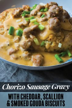 the cover of chorizo sausage gravy with cheddar, scallion and smoked goula biscuits