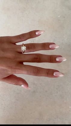 Engagement Nails Designs, Hoco Nails, Engagement Nails, Pink Chrome Nails, Graduation Nails, Light Pink Nails, Formal Nails, Summery Nails, Nail Design Ideas