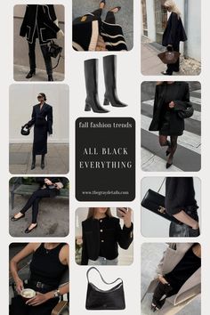 All Black Everything Fall Fashion Fall2024 Fashion, Black Monochrome Outfit, Everything Fall, Fall Winter Capsule Wardrobe, Black Monochrome, 2024 Outfits, Black Everything