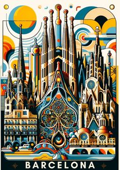 an art nouveau poster for barcelona, spain