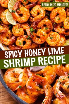 spicy honey lime shrimp recipe in a bowl