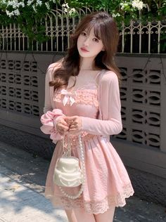 ❤Sweet girly lace camisole dress❤︎
This item will take 15 days to ship. Pink Dress Kawaii, Korean Fashion Cute Girly, Sweet Outfits Girly, Cute Girly Outfits Aesthetic, Pink Kawaii Dress, Kawaii Dressing, Pink Cute Dress, Cute Girly Outfits, Girly Pose