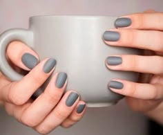 Grey matte nails. Manicure Natural, Grey Matte Nails, Grey Nail, Grey Nail Polish, Chic Nail Designs, Nail Polish Hacks, Unghie Nail Art, Fun Nail Colors, Bridesmaids Hair