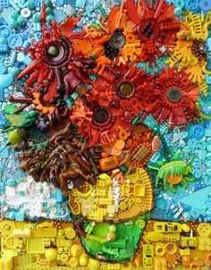 a painting with many different colored objects in it