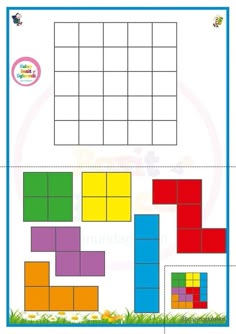 the printable puzzle is shown with different colors and shapes