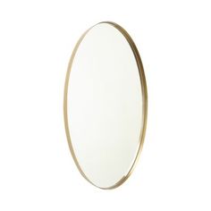 an oval mirror on a white background