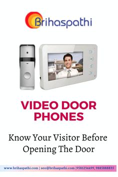 an advertisement for video door phones with the text know your visitor before opening the door