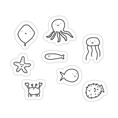 stickers with different types of sea animals