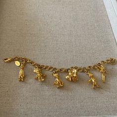 What A Find! Disney Stamped Character Bracelet With Mickey, Minnie, Goofy, Dumbo, Donald And Tinkerbell Charms. Collectors Dream! Great Condition Disney Charm Bracelet, Disney Gold, Disney Charms, Disney Jewelry, Vintage Disney, Womens Jewelry Bracelets, Vintage Jewelry, Charm Bracelet, Women Jewelry