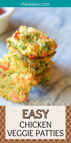 easy chicken veggie patties recipe with text overlay