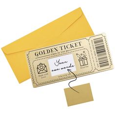 the golden ticket is next to an envelope