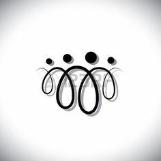 an abstract black and white logo with three circles in the middle, on a gray background