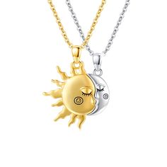 PRICES MAY VARY. 💕Magnetic Necklace: The sun symbolizes hope, warmth, vitality, and a bright future; the moon symbolizes beauty and happiness. Whether it is a friend or a lover wearing the sun and moon matching necklace, it means that the future will be bright and stay together for a lifetime. 💕High-Quality Material: The sun and moon pendant couples necklace is made of 925 sterling silver. It is both comfortable and durable, dainty lovely and yet elegant, which makes it perfect for any outfit. Sun And Moon Couple Necklaces, Cute Matching Jewelry For Couples, Sun And Moon Matching Necklaces, Sun And Moon Matching, Sun And Moon Pendant, Matching Necklaces For Couples, Couples Necklace, Sun And Moon Necklace, Magnetic Necklace