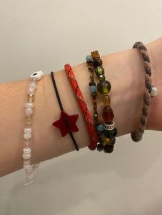 Handmade Bracelet Aesthetic, How To Layer Bracelets, Bracelet Stack Aesthetic, Aesthetic Beaded Bracelets, Aesthetic Bead Bracelet, Aesthetic Bracelet Ideas, Pulseras Aesthetic, Jewelry Accessories Ideas, The Perfect Guy