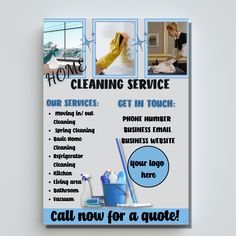 a poster advertising cleaning services on the wall