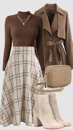 London Outfit Ideas, Stile Blair Waldorf, Fest Outfits, Cute Modest Outfits, Skirts With Boots, Brown Outfit, Business Outfit, Modest Fashion Outfits