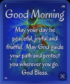 a blue greeting card with the words good morning and an image of a cross on it