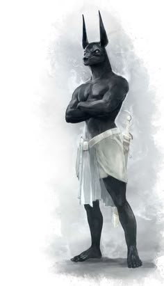 an image of a man dressed up like the egyptian god nefere with his arms crossed