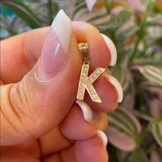 New One Pc Only 10k Gold Cz Initial Letter K Pendant Charm Comes In A Beautiful Jewelry Box Item#Sh-0028000-K Available In All Letters. K Ring Letter, K Necklace Letter, K Initial Necklace, Gold Letter-shaped Jewelry Gift, K Locket Letter Gold, K Pendant, K Necklace, All Letters, Letter K