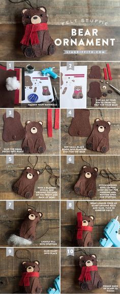 the instructions for making a bear ornament