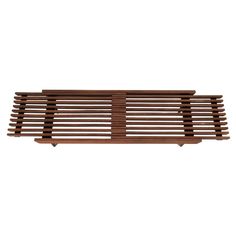 a wooden bench with slats on it