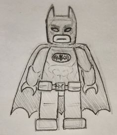 a pencil drawing of a lego batman