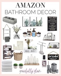 an image of a bathroom decor collage with the words amazon on it and various items