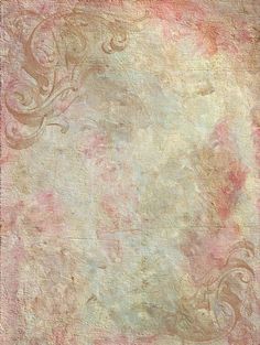 an old textured paper background with swirls and flowers in pink, yellow and green