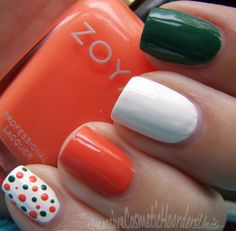 Nail art inspired by the Irish national flag Irish Flag Nails, Soccer Nails, One Direction Nails, Dolphin Nails, Nail Red, Flag Nails, Irish Blessings, St Patricks Day Nails