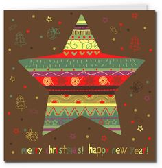 a christmas card with an image of a star and the words merry, first happy new year