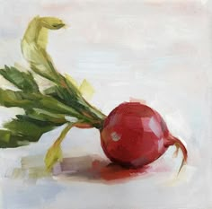 an oil painting of radishes on a white background