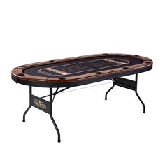 a poker table that is black and brown