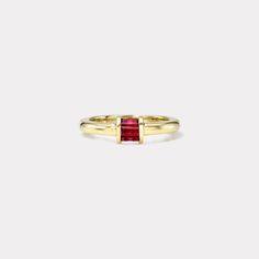 Unique Garnet Rings, Elegant Ruby Ring With Baguette Diamonds In Yellow Gold, Elegant Yellow Gold Ruby Ring With Baguette Diamonds, Gold Ruby Ring With Baguette Diamonds For Anniversary, Anniversary Yellow Gold Ruby Ring With Baguette Diamonds, 14k Yellow Gold Baguette Ring, Masculine Engagement Rings, Instagram Ring, Barrel Ring