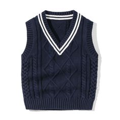 Baby Crochet Knitting Pattern Striped V-Neck Design College Style Sleeveless Vest Sweater My Kids-USA Newborn Winter Clothes, Toddler Outerwear, Boys Cardigans, Pull Bebe, Sleeveless Outfit, College Style, Sleeveless Pullover, Kids Coats, Knitting Girls