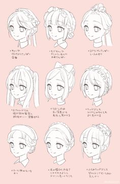 anime character's hair styles and their expressions