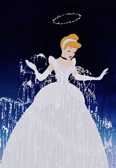 an animated image of a woman in a white dress with her hands out to the side