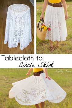 the tablecloth to circle skirt is made from lace