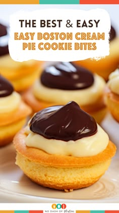 the best and easy boston cream pie cookie bites on a plate with text overlay