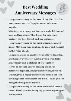 an anniversary poem with hearts on it and the words'best wedding anniversary messages '