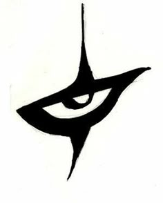 a black and white drawing of an evil eye on a white background with the word's name below it