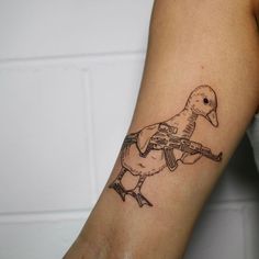 Two Headed Duck Tattoo, Duck Knife Tattoo, Lucky Duck Tattoo, Simple Hunting Tattoos, Duck Hunting Tattoos For Guys, Country Tattoos For Men, Hunting Tattoos For Guys, Goofy Tattoos