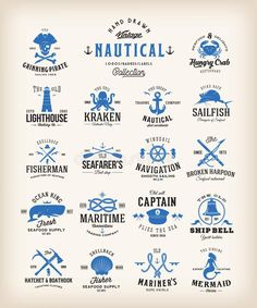 set of nautical emblems and badges